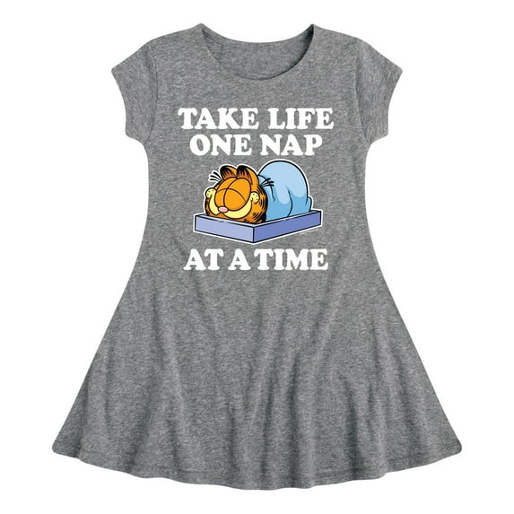 Garfield - Take Life One Nap - Toddler And Youth Girls Fit And Flare Dress