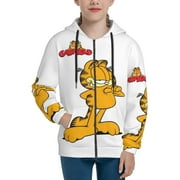 ZBWUOPL Garfield Teens Boys Girls Zip Up Hoodies 3d Print Long Sleeve Hooded Sweatshirt Jacket With Pocket Small