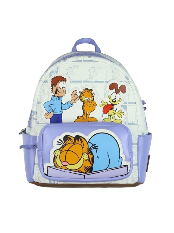 Garfield The Cat 11" Mini Backpack Odie & Jon Faux-Leather Small Bag Purse with Adjustable Shoulder Straps