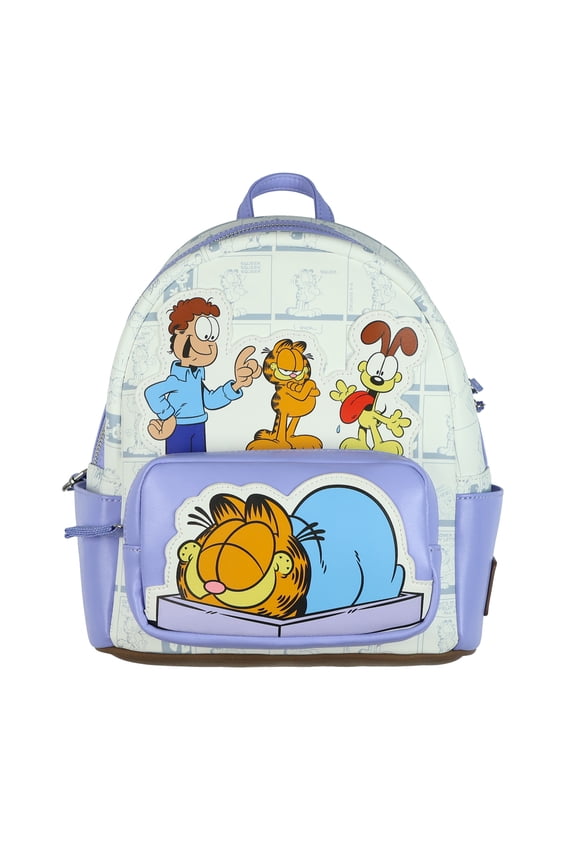 Garfield The Cat 11" Mini Backpack Odie & Jon Faux-Leather Small Bag Purse with Adjustable Shoulder Straps