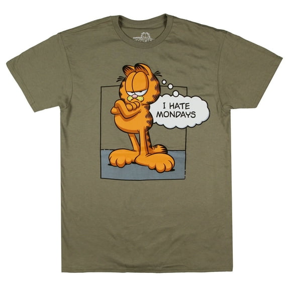 Garfield The Cat Men's "I Hate Mondays" Graphic Print Adult Short Sleeve T-Shirt