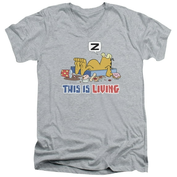 Garfield - This Is Living - Slim Fit V Neck Shirt - Small