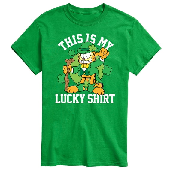Garfield - This Is My Lucky Shirt Patrick's Day - Men's Short Sleeve Graphic T-Shirt