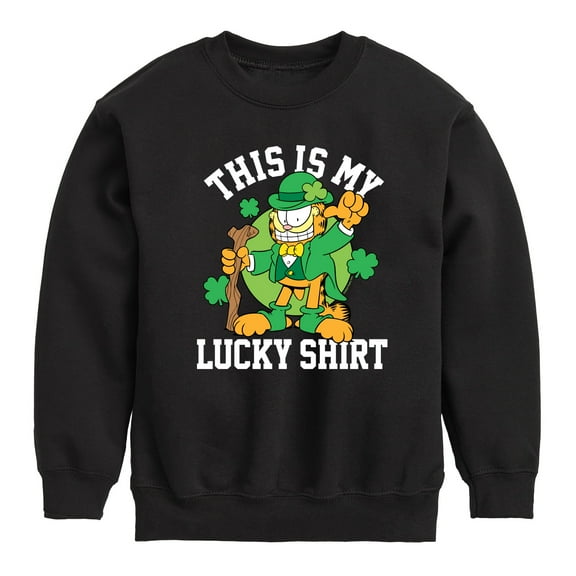 Garfield - This Is My Lucky Shirt - Toddler And Youth Crewneck Fleece Sweatshirt