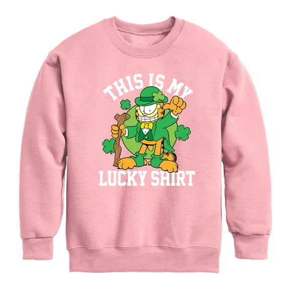 Garfield - This Is My Lucky Shirt - Toddler And Youth Crewneck Fleece Sweatshirt