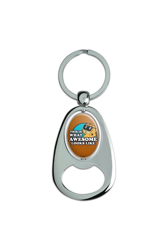 This is What Awesome Looks Like Keychain Chrome Metal Spinning Oval Bottle Opener