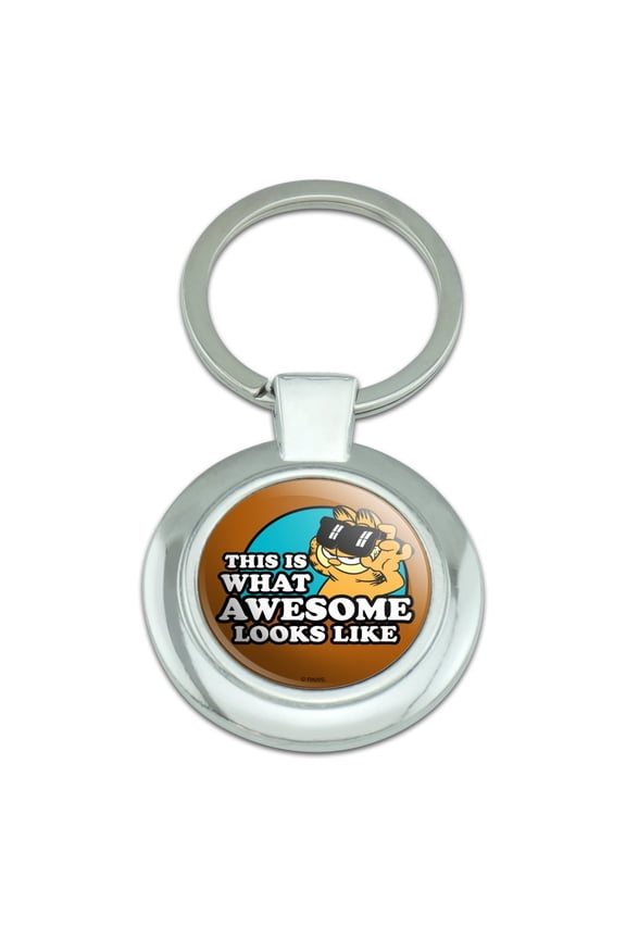 This is What Awesome Looks Like Keychain Classy Round Chrome Plated Metal