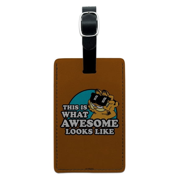 Garfield This is What Awesome Looks Like Rectangle Leather Luggage Card Suitcase Carry-On ID Tag