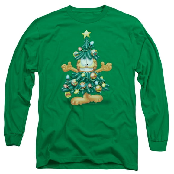 Garfield Tree Long Sleeve Adult 18/1 T-Shirt Kelly Green