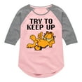 thumbnail image 1 of Garfield - Try To Keep Up - Toddler & Youth Girls Raglan Graphic T-Shirt, 1 of 5