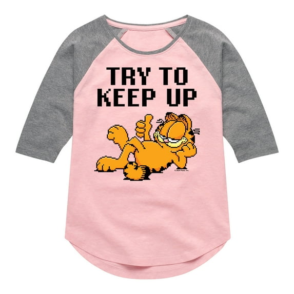 Garfield - Try To Keep Up - Toddler & Youth Girls Raglan Graphic T-Shirt