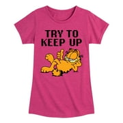 GARFIELD - Try To Keep Up - Toddler & Youth Girls Short Sleeve Graphic T-Shirt