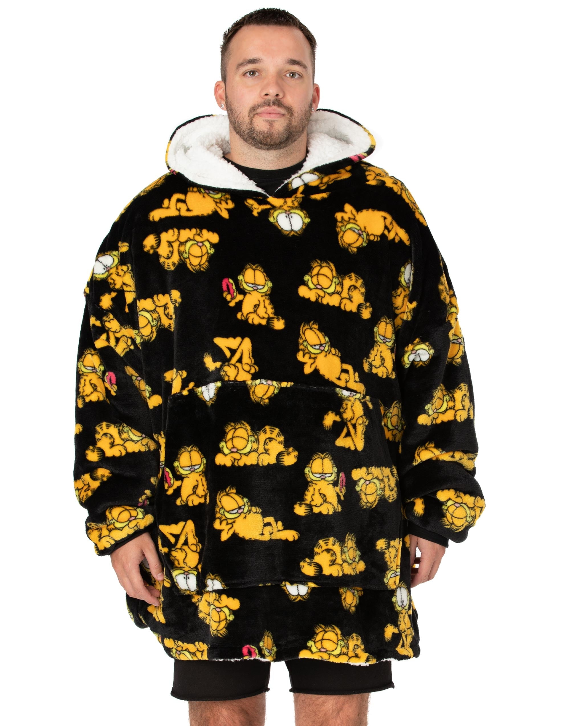 Garfield Black Oversized Hooded Blanket Hoodie with Long Sleeves