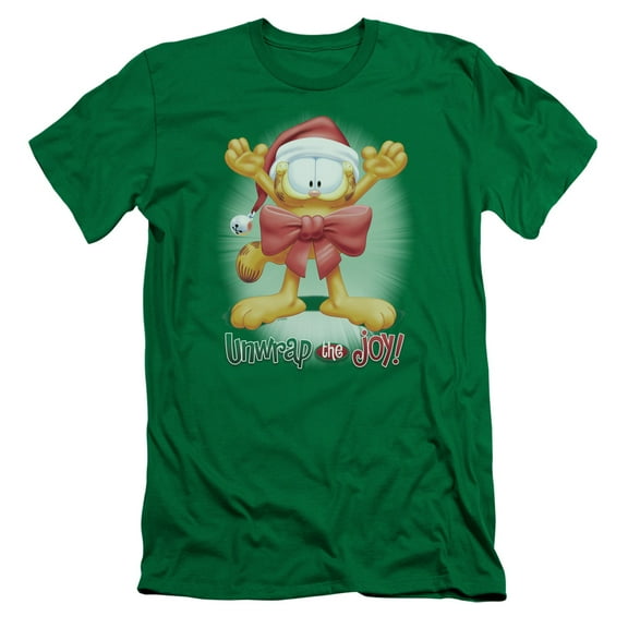 Garfield Unwrap The Joy! S/S Adult 30/1 T-Shirt Kelly Green