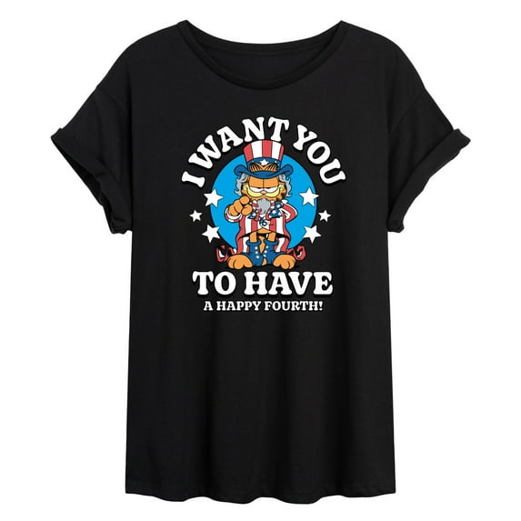 Garfield - Want You To Have A Happy Fourth - Juniors Ideal Flowy Muscle T-Shirt