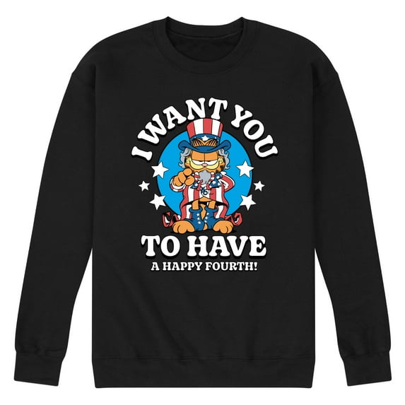 Garfield - Want You To Have A Happy Fourth - Men's Crew Neck Fleece Pullover