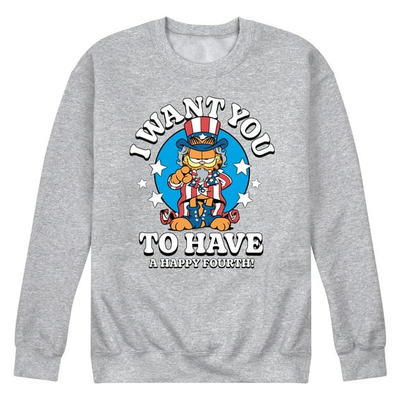 Garfield - Want You To Have A Happy Fourth - Men's Crew Neck Fleece Pullover