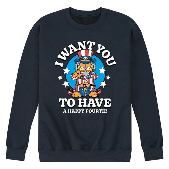 Garfield - Want You To Have A Happy Fourth - Men's Crew Neck Fleece Pullover