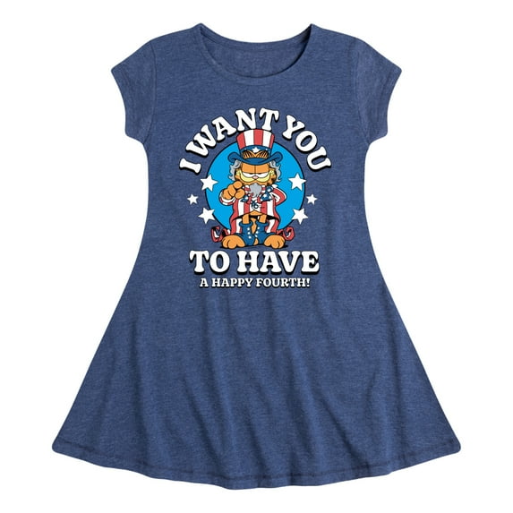 Garfield - Want You To Have A Happy Fourth - Toddler & Youth Girls Fit & Flare Dress