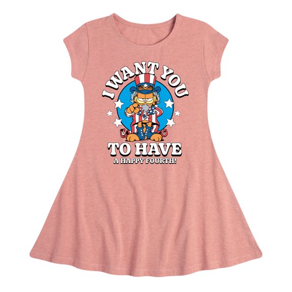 Garfield - Want You To Have A Happy Fourth - Toddler & Youth Girls Fit & Flare Dress