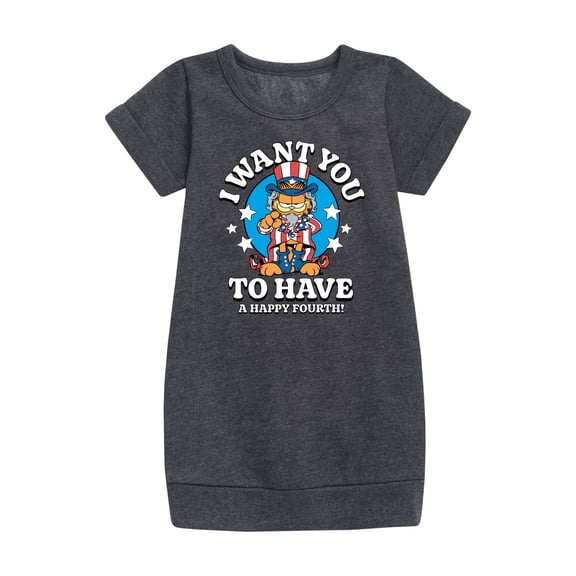 Garfield - Want You To Have A Happy Fourth  - Toddler & Youth Girls Fleece Dress