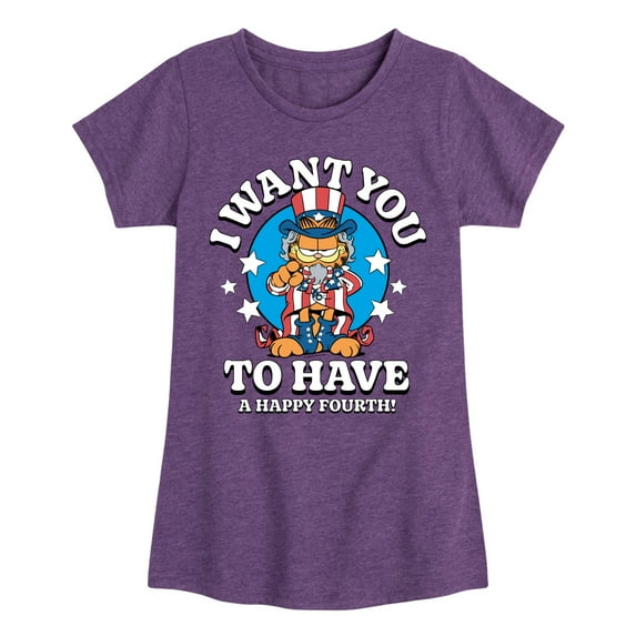 Garfield - Want You To Have A Happy Fourth - Toddler & Youth Girls Short Sleeve Graphic T-Shirt