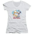 thumbnail image 1 of Garfield Well Done Junior Women's V-Neck T-Shirt White, 1 of 1