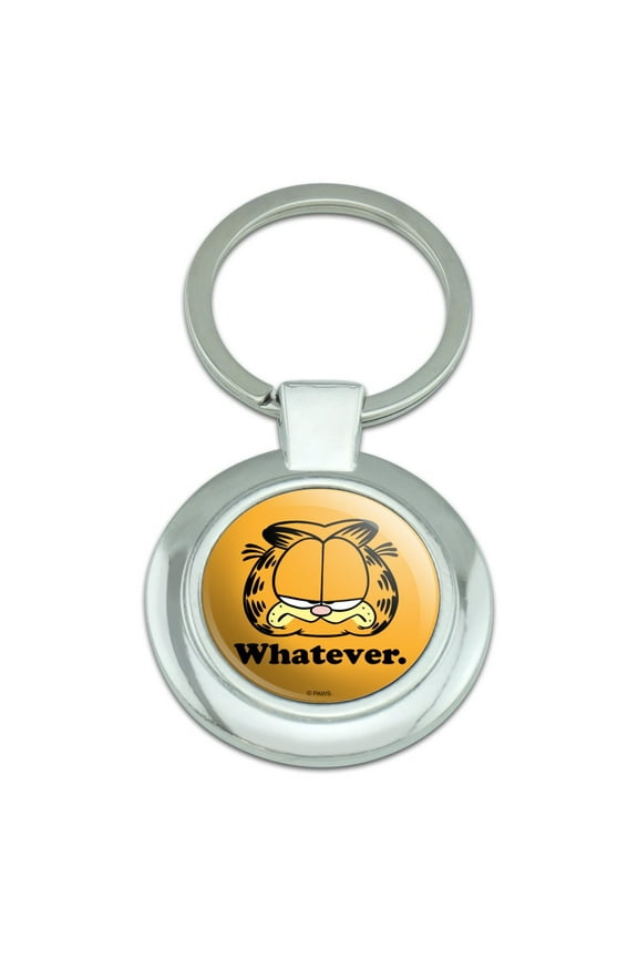 Whatever Face Keychain Classy Round Chrome Plated Metal