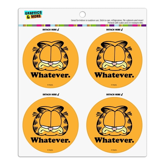 Garfield Whatever Face Refrigerator Fridge Locker Vinyl Circle Magnet Set