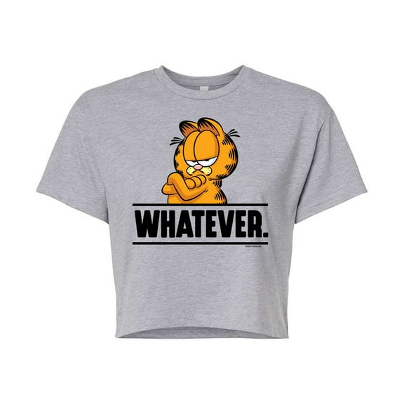 Garfield - Whatever - Juniors Cropped Cotton Blend T-Shirt