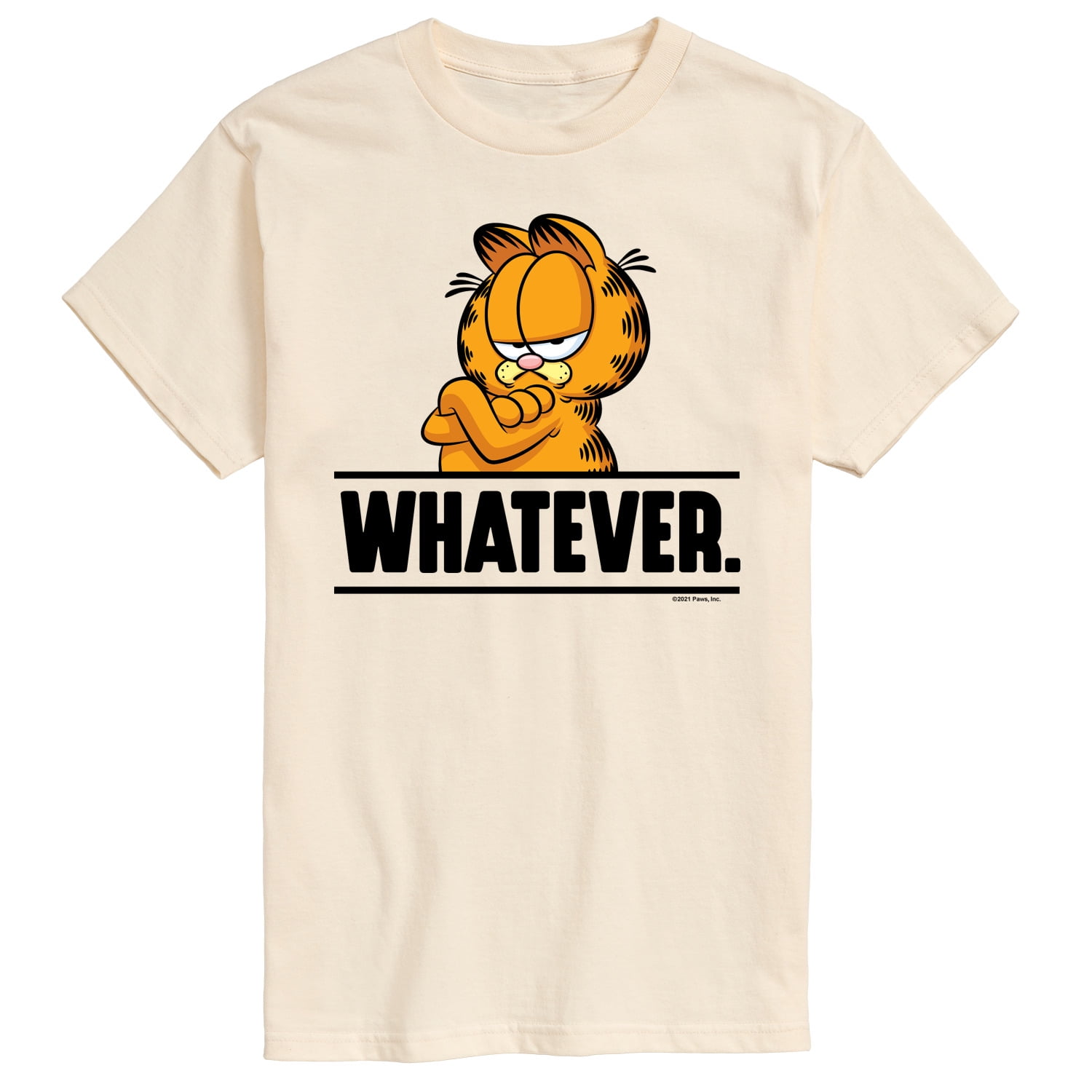 Garfield "Distressed Face Whatever" Unisex T-Shirt - 100% Cotton, Orange, Officially Licensed