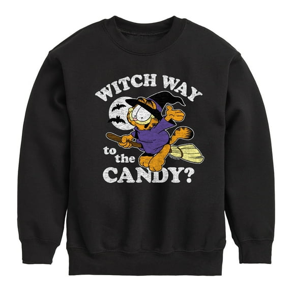 Garfield - Witch Way To The Candy - Toddler And Youth Crewneck Fleece Sweatshirt