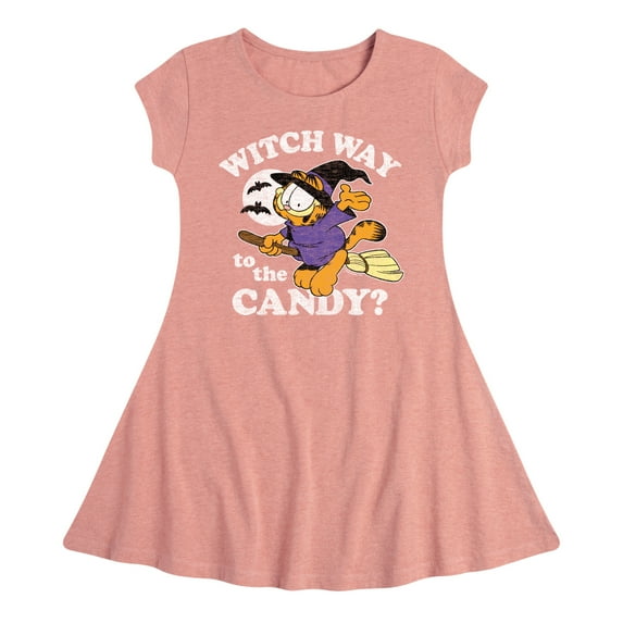 Garfield - Witch Way To The Candy - Toddler And Youth Girls Fit And Flare Dress