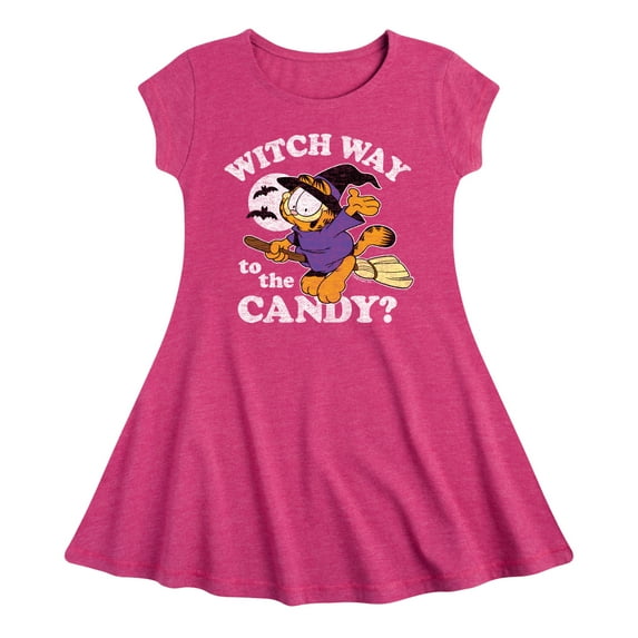 Garfield - Witch Way To The Candy - Toddler And Youth Girls Fit And Flare Dress