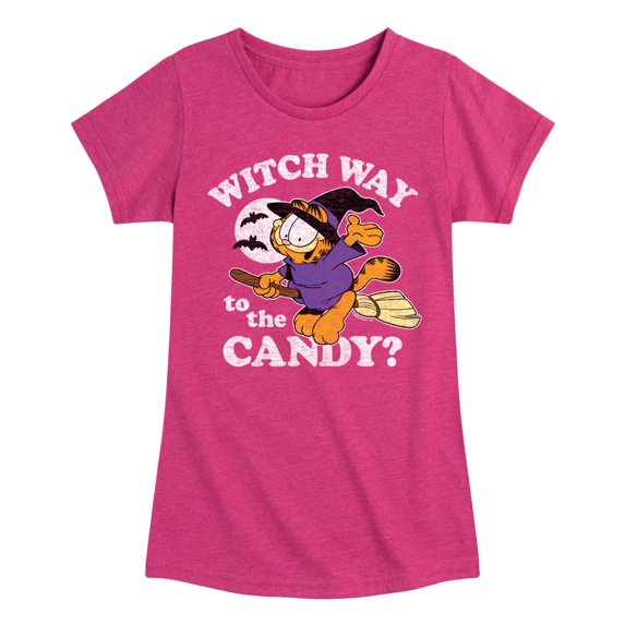 Garfield - Witch Way To The Candy - Toddler And Youth Girls Short Sleeve Graphic T-Shirt