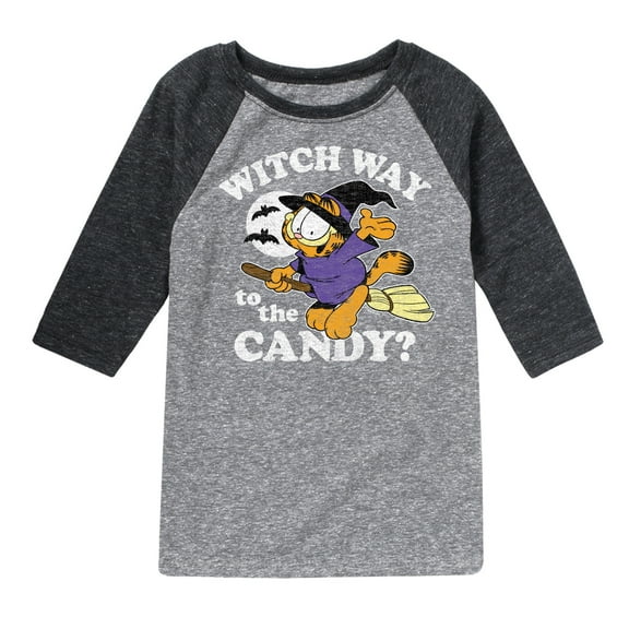 Garfield - Witch Way To The Candy - Toddler And Youth Raglan Graphic T-Shirt