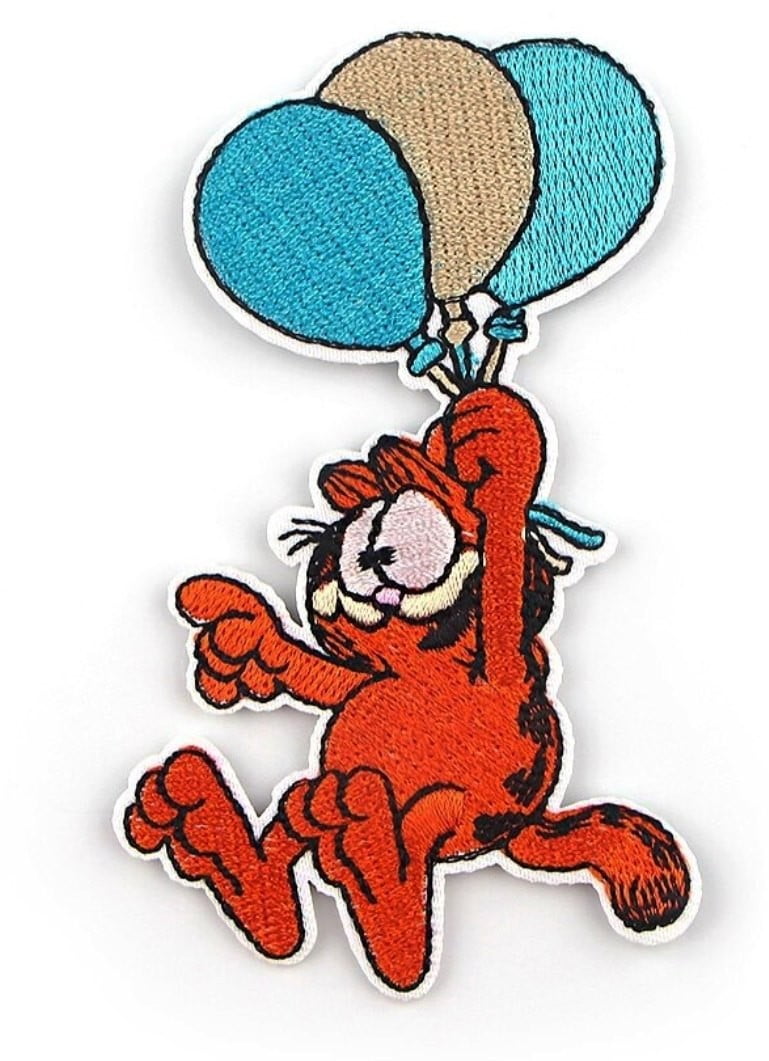 Garfield Patch Garfield With Balloons 4 Inches Tall Embroidered Iron On Patch ...