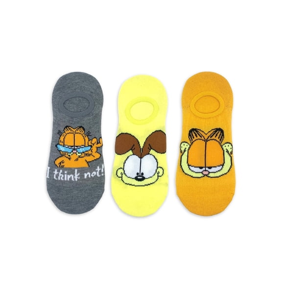 Garfield Women's Print Stay Put Liner Socks, 3-Pack, Shoe Size 4-10