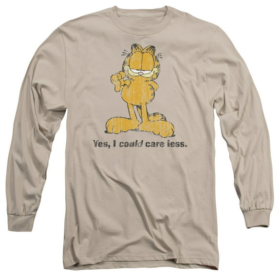 Garfield Yes I Could Care Less Long Sleeve Adult 18/1 T-Shirt Sand