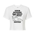 thumbnail image 1 of Garfield - Your Opinion Has Been Duly Noted - Juniors Cropped Cotton Blend T-Shirt, 1 of 5