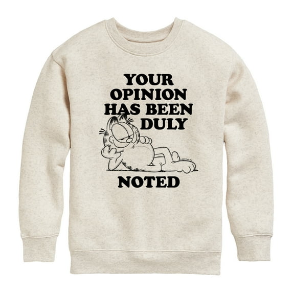 Garfield - Your Opinion Has Been Duly Noted - Toddler & Youth Crewneck Fleece Sweatshirt