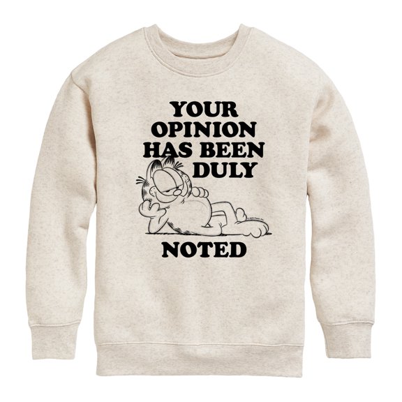 Garfield - Your Opinion Has Been Duly Noted - Toddler & Youth Crewneck Fleece Sweatshirt