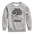 thumbnail image 1 of Garfield - Your Opinion Has Been Duly Noted - Toddler & Youth Crewneck Fleece Sweatshirt, 1 of 5