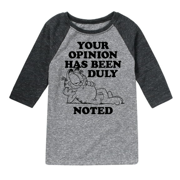 Garfield - Your Opinion Has Been Duly Noted - Toddler & Youth Raglan Graphic T-Shirt