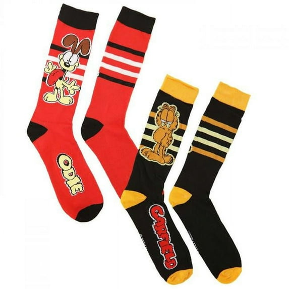 Garfield and Odie 2-Pair Pack of Casual Crew Socks