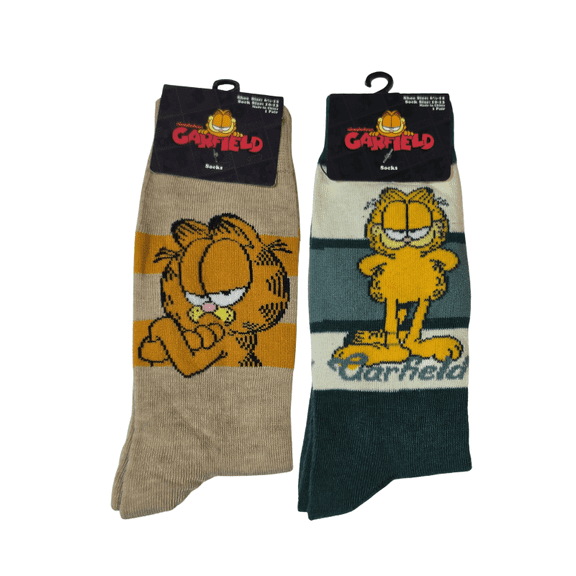 Garfield's Adult Crew Socks, Miaschievious Theme, 2 Pairs
