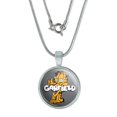 thumbnail image 1 of Garfield with Logo 0.75" Pendant with Sterling Silver Plated Chain, 1 of 4