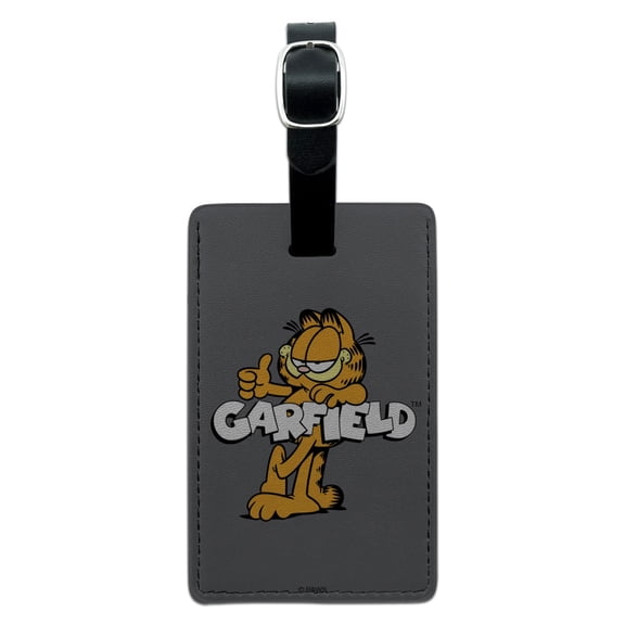 Garfield with Logo Rectangle Leather Luggage Card Suitcase Carry-On ID Tag
