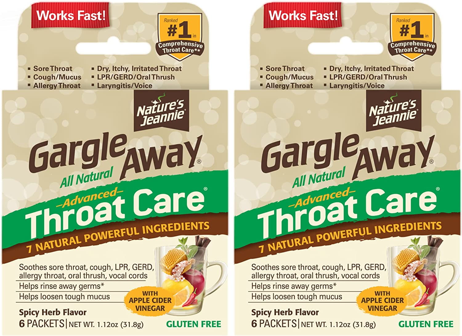 Gargle Away Throat Care Natural Remedy for Sore Throat, Mucus, Cough