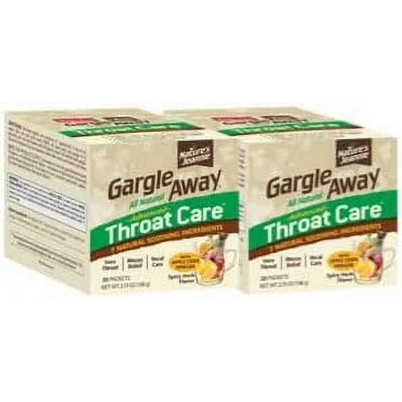 Gargle Away All-Natural Throat Care - Soothes Sore Throat, Tough Mucus, Persistent Cough, Oral Thrush for Adults (40 Packets) - Spicy Herb flavor